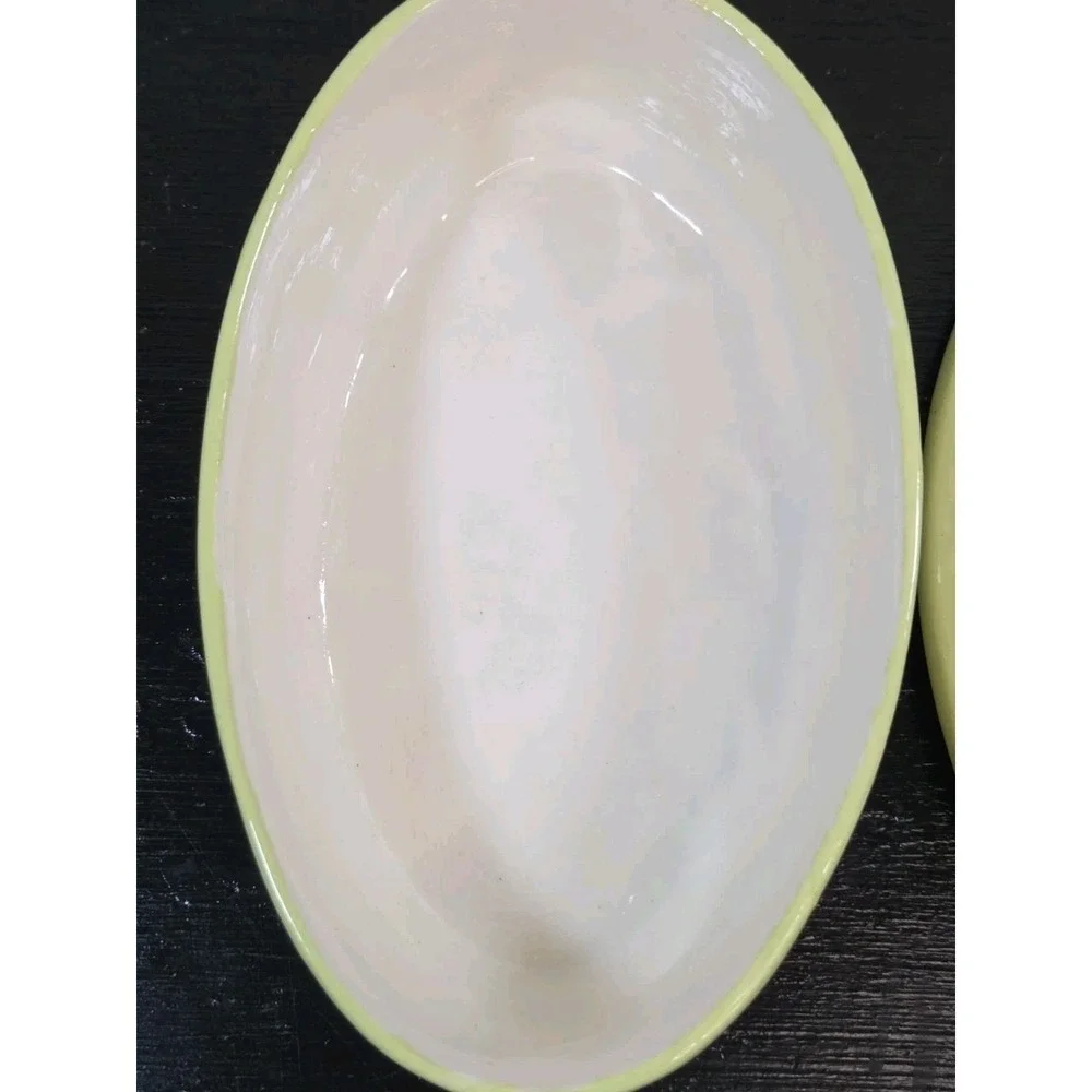 Vintage Handpainted Signed Linda Davis 1983 Oval Trinket Dish‎ Country Style